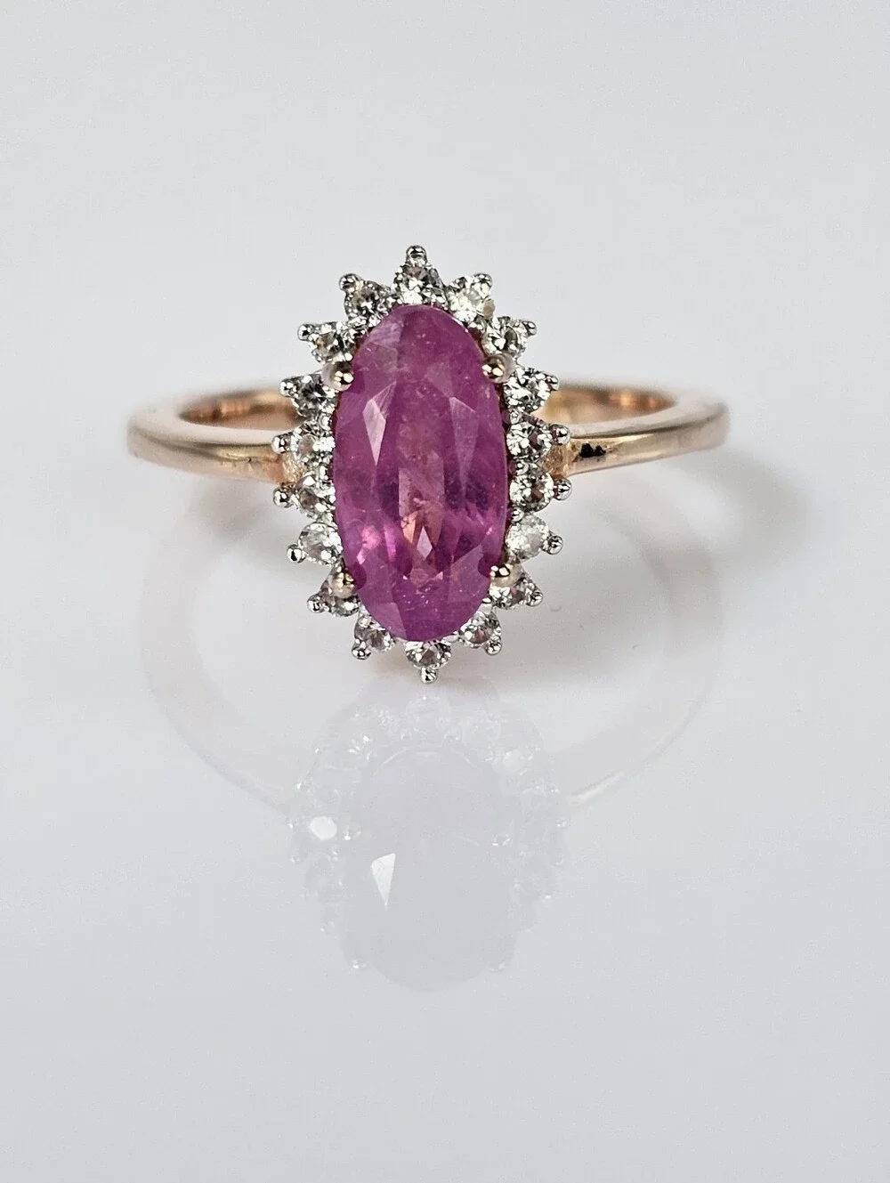 Genuine Pink Sapphire 💗 Ring Rose Gold/ Sterling Silver Size 6!